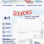 BOUNCE - FREE & GENTLE UNSCENTED DRYER SHEETS 320 Count