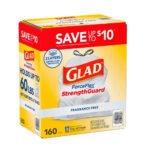 Glad ForceFlex StrengthGuard Trash Bags 13 Gallon, 160 Count, Fragrance Free