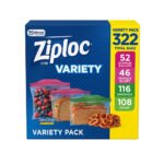 Ziploc Variety Pack (322-Count) – Gallon, Quart, Sandwich & Snack | BPA-Free Food Storage Bags | Bulk Value Pack
